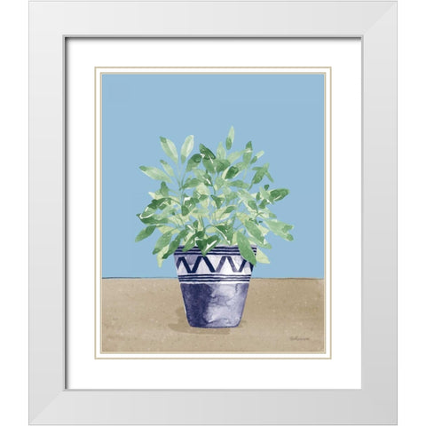 Herb Garden V White Navy White Modern Wood Framed Art Print with Double Matting by Grove, Beth