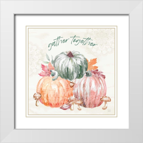 Harvest Touch V White Modern Wood Framed Art Print with Double Matting by June, Dina