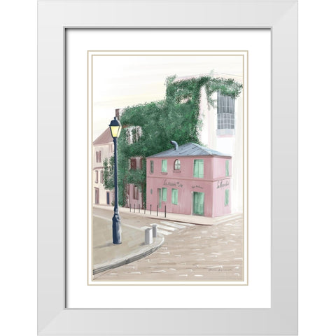 Montmartre Paris White Modern Wood Framed Art Print with Double Matting by Escalante, Omar