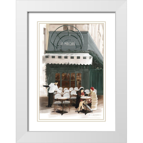 Paris Bistro White Modern Wood Framed Art Print with Double Matting by Escalante, Omar