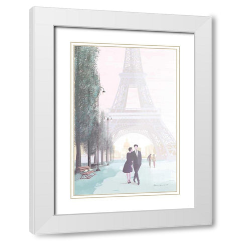 Paris Love White Modern Wood Framed Art Print with Double Matting by Escalante, Omar