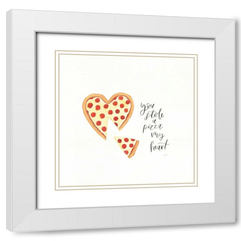 Pizza Love White Modern Wood Framed Art Print with Double Matting by Jackson, Jenaya