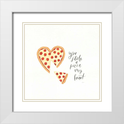 Pizza Love White Modern Wood Framed Art Print with Double Matting by Jackson, Jenaya