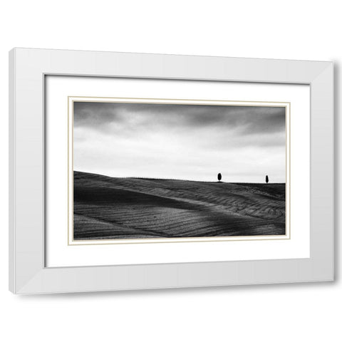 To the Horizon White Modern Wood Framed Art Print with Double Matting by Aledanda