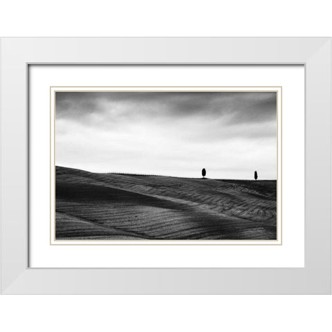 To the Horizon White Modern Wood Framed Art Print with Double Matting by Aledanda