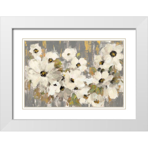 White and Green Bloom Gray White Modern Wood Framed Art Print with Double Matting by Vassileva, Silvia
