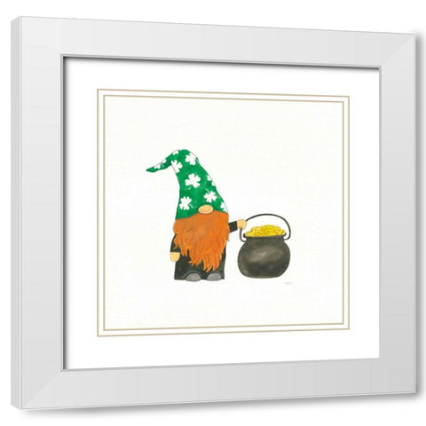 St Patricks Day Gnomes I White Modern Wood Framed Art Print with Double Matting by Jackson, Jenaya