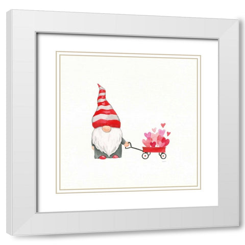 Gnomes in Love III White Modern Wood Framed Art Print with Double Matting by Jackson, Jenaya