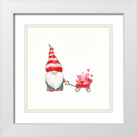 Gnomes in Love III White Modern Wood Framed Art Print with Double Matting by Jackson, Jenaya