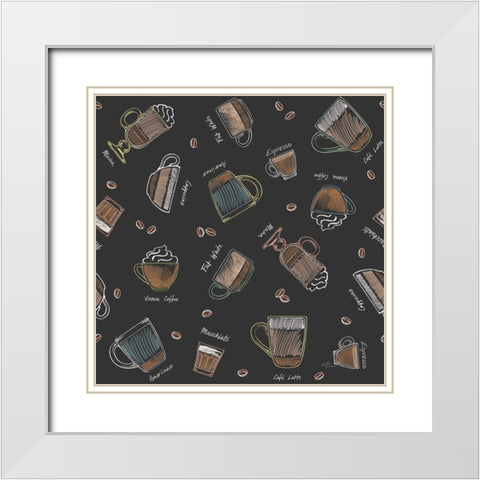 Coffee Guide Pattern IB White Modern Wood Framed Art Print with Double Matting by Penner, Janelle
