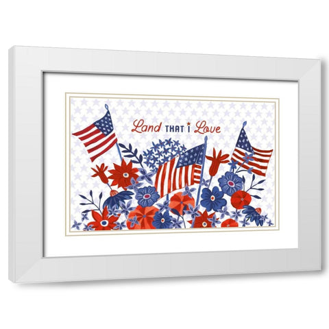 America the Beautiful I Love White Modern Wood Framed Art Print with Double Matting by Zaman, Farida