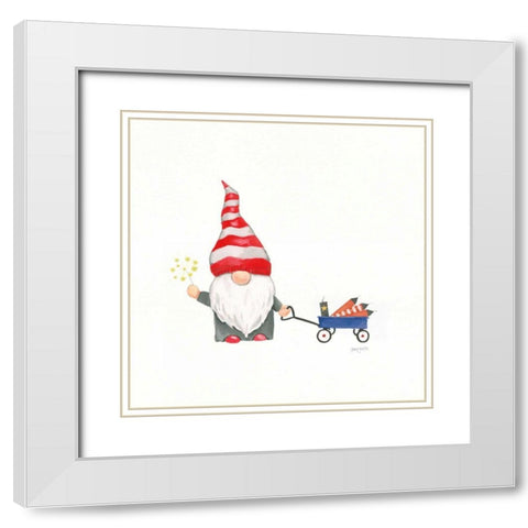 Patriotic Gnomes III White Modern Wood Framed Art Print with Double Matting by Jackson, Jenaya