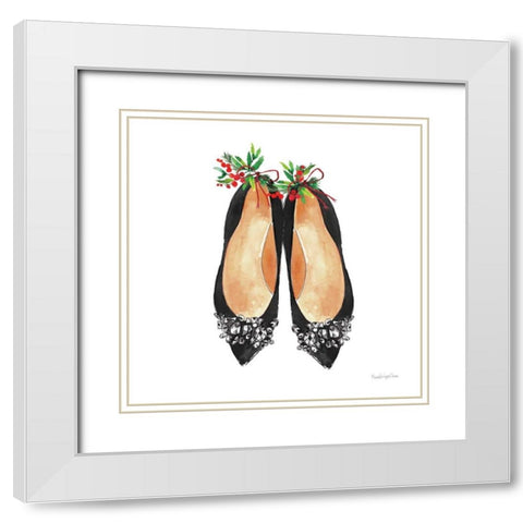 Christmas Shoes I White Modern Wood Framed Art Print with Double Matting by Charro, Mercedes Lopez