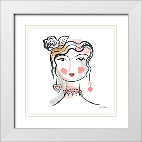 Pretty Faces II Soft White Modern Wood Framed Art Print with Double Matting by Zaman, Farida