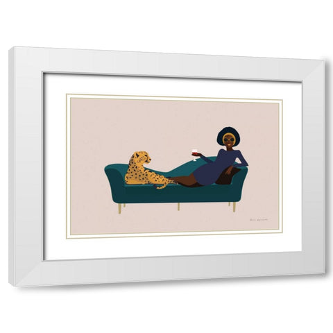 Wild Lounge I White Modern Wood Framed Art Print with Double Matting by Escalante, Omar