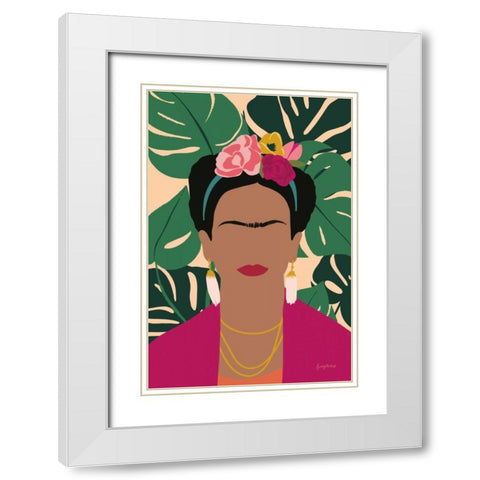 Frida Kahlo I Palms No Distress White Modern Wood Framed Art Print with Double Matting by Thorns, Becky