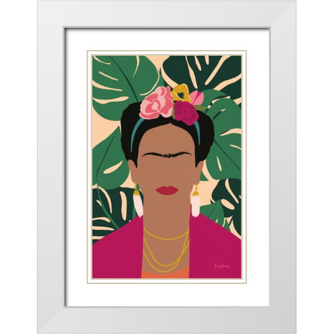 Frida Kahlo I Palms No Distress White Modern Wood Framed Art Print with Double Matting by Thorns, Becky