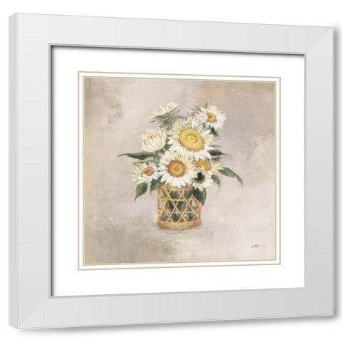 Sunflowers in Rattan White Modern Wood Framed Art Print with Double Matting by Purinton, Julia