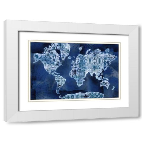 Indigo Splash I White Modern Wood Framed Art Print with Double Matting by June, Dina