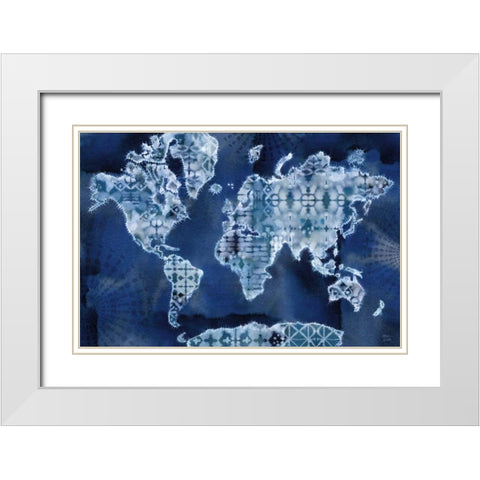Indigo Splash I White Modern Wood Framed Art Print with Double Matting by June, Dina
