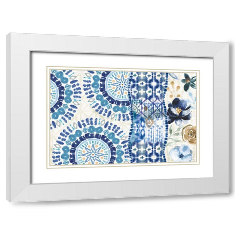 Indigo Splash VI White Modern Wood Framed Art Print with Double Matting by June, Dina