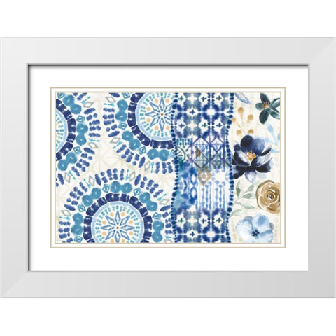 Indigo Splash VI White Modern Wood Framed Art Print with Double Matting by June, Dina