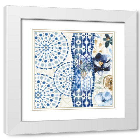 Indigo Splash VIII White Modern Wood Framed Art Print with Double Matting by June, Dina