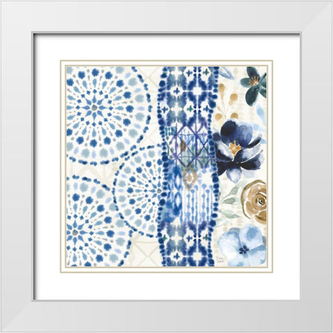 Indigo Splash VIII White Modern Wood Framed Art Print with Double Matting by June, Dina