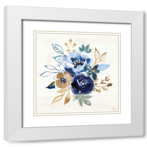 Indigo Splash IX White Modern Wood Framed Art Print with Double Matting by June, Dina