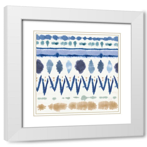Indigo Splash Pattern VIII White Modern Wood Framed Art Print with Double Matting by June, Dina