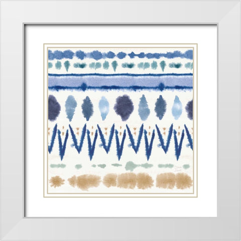 Indigo Splash Pattern VIII White Modern Wood Framed Art Print with Double Matting by June, Dina