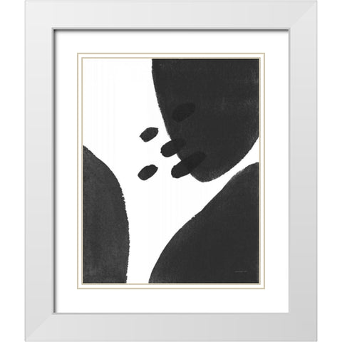 Abstract Tidepool I Black White Modern Wood Framed Art Print with Double Matting by Nai, Danhui