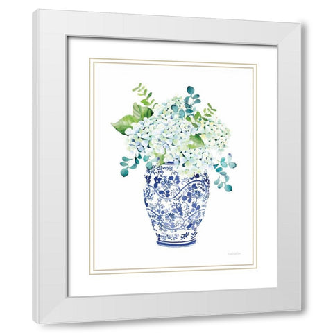 Chinoiserie Hydrangea II White Modern Wood Framed Art Print with Double Matting by Charro, Mercedes Lopez