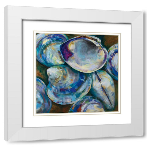 Shell Shuffle White Modern Wood Framed Art Print with Double Matting by Vertentes, Jeanette