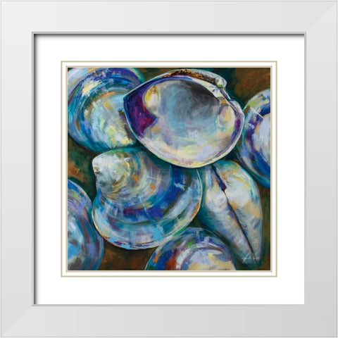 Shell Shuffle White Modern Wood Framed Art Print with Double Matting by Vertentes, Jeanette