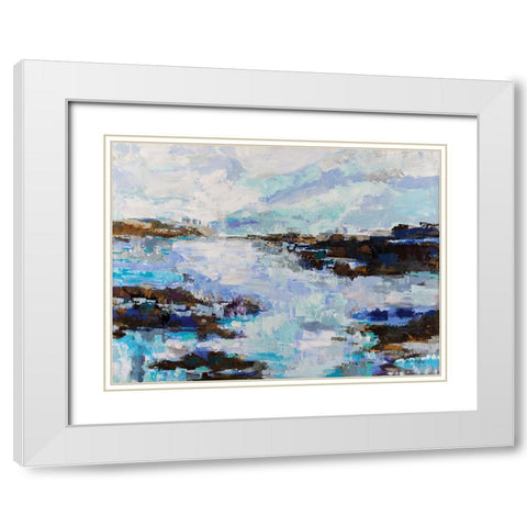 Abstract Marsh White Modern Wood Framed Art Print with Double Matting by Vertentes, Jeanette