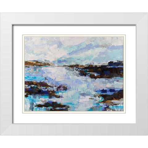 Abstract Marsh White Modern Wood Framed Art Print with Double Matting by Vertentes, Jeanette