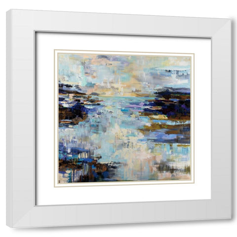 Abstract Morning White Modern Wood Framed Art Print with Double Matting by Vertentes, Jeanette