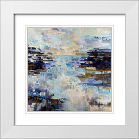 Abstract Morning White Modern Wood Framed Art Print with Double Matting by Vertentes, Jeanette