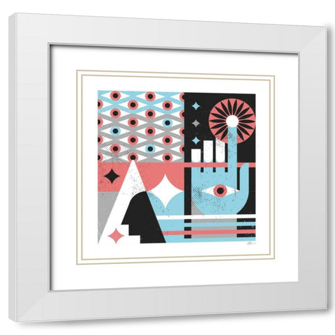 Abstract Hand White Modern Wood Framed Art Print with Double Matting by Paterson, Robert John