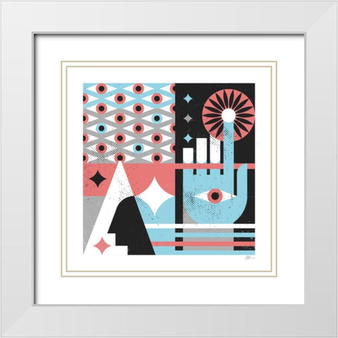 Abstract Hand White Modern Wood Framed Art Print with Double Matting by Paterson, Robert John