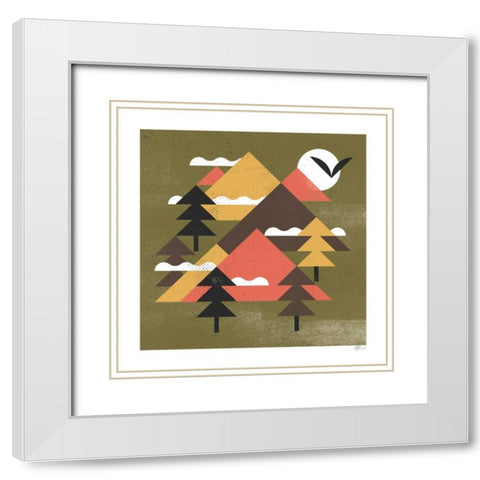 Mountains White Modern Wood Framed Art Print with Double Matting by Paterson, Robert John
