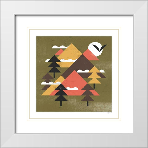 Mountains White Modern Wood Framed Art Print with Double Matting by Paterson, Robert John
