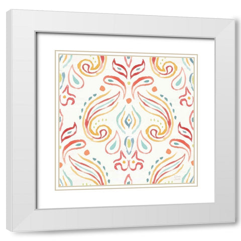 Winged Whisper Pattern IIIA White Modern Wood Framed Art Print with Double Matting by June, Dina