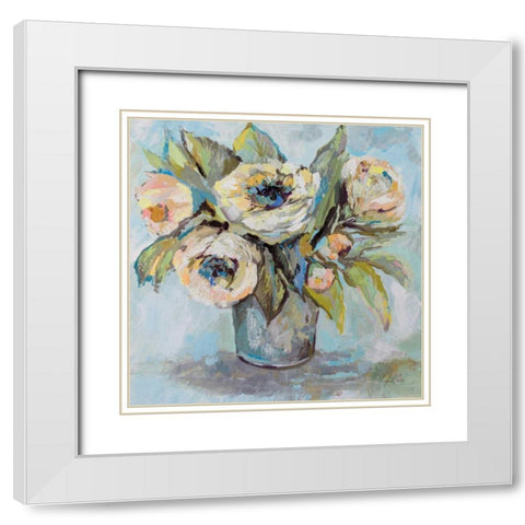 Soft Blooms White Modern Wood Framed Art Print with Double Matting by Vertentes, Jeanette