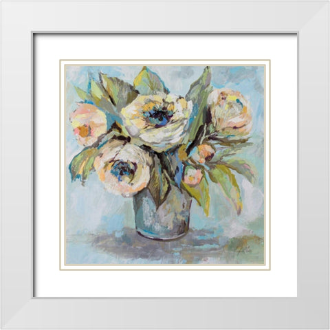 Soft Blooms White Modern Wood Framed Art Print with Double Matting by Vertentes, Jeanette