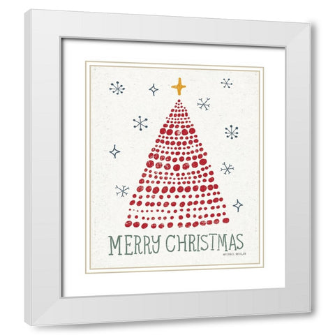 Merry Christmas Crop White Modern Wood Framed Art Print with Double Matting by Mullan, Michael