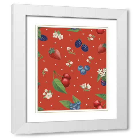 Berry Breeze Pattern IB White Modern Wood Framed Art Print with Double Matting by Penner, Janelle