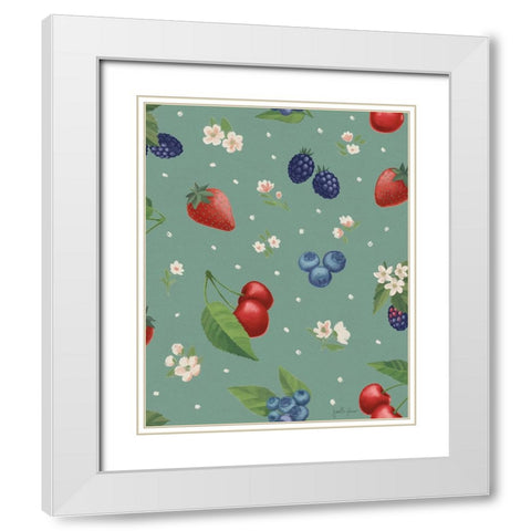 Berry Breeze Pattern ID White Modern Wood Framed Art Print with Double Matting by Penner, Janelle
