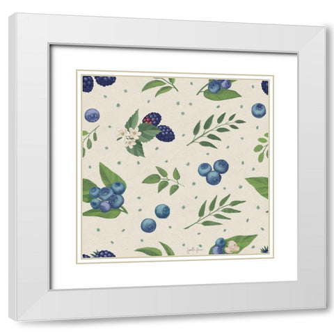 Berry Breeze Pattern II White Modern Wood Framed Art Print with Double Matting by Penner, Janelle